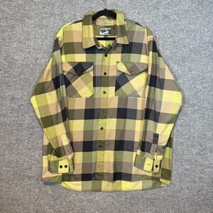 Deadeye Outfitters Shirt Mens XL Green Plaid Flannel Thick Casual Long Sleeve